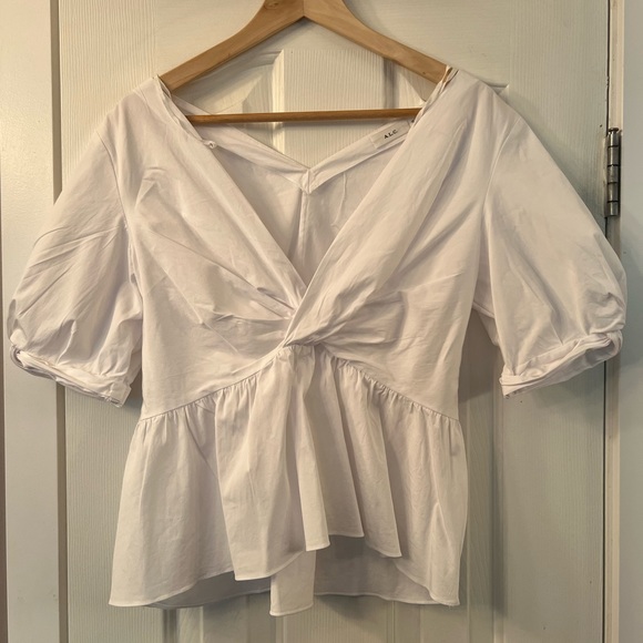 A.L.C. Tops - A.L.C. White Italian cotton puff sleeve peplum top